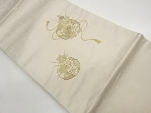 鏡裏に草花模様刺繍名古屋帯